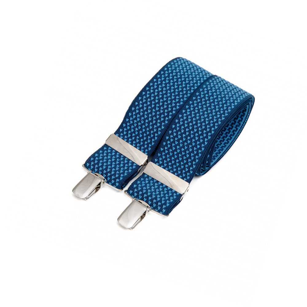 Bretelles larges à pinces - micro motifs bleu sur fond navy