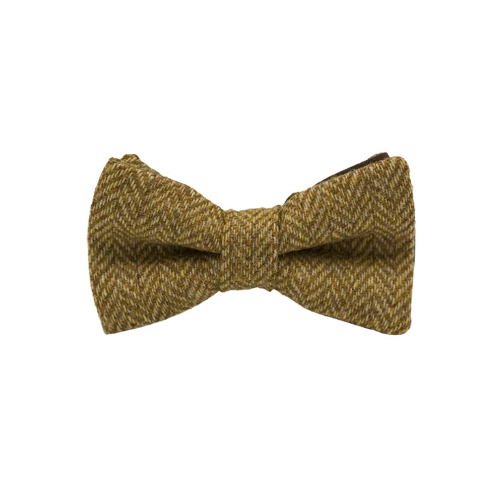 Jaggs - Nœud papillon Tweed "Dundee" - Chevron jaune moutarde