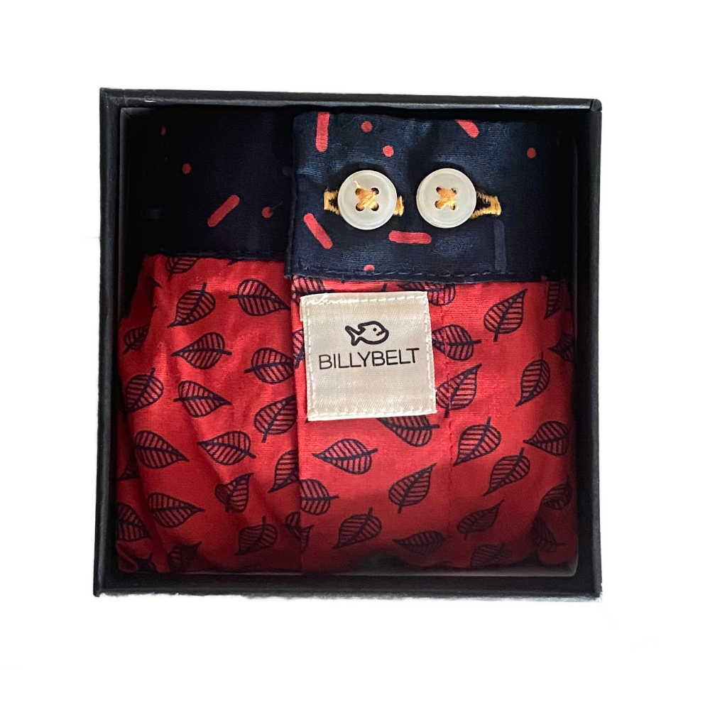 BillyBelt - Organic cotton boxer shorts - Red Jungle - Size L