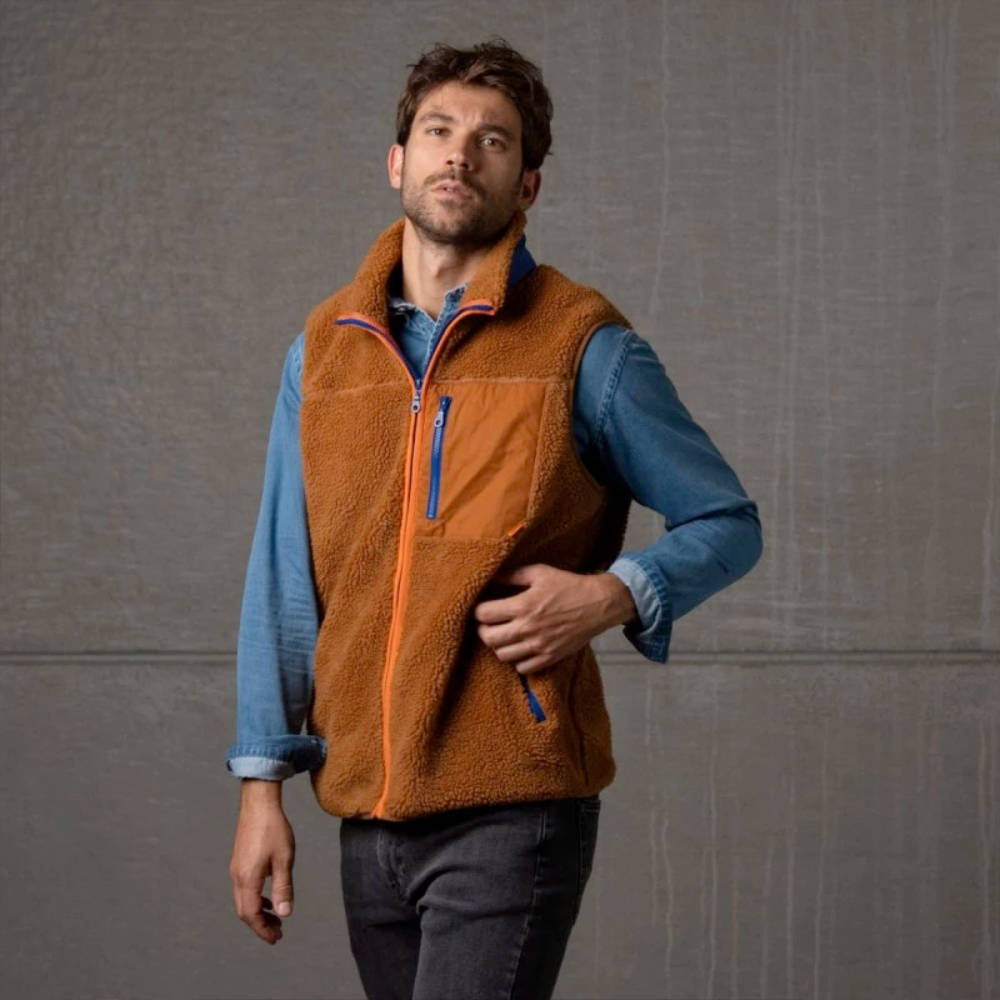 BillyBelt - Veste Sherpa sans manches - Camel - M