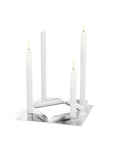 Hofats - SQUARE CANDLE silver (4 pieces)